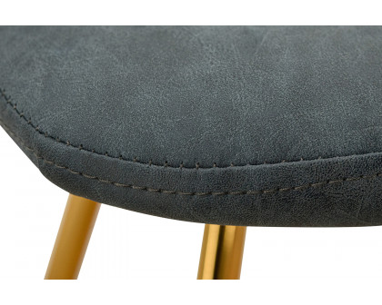 LeisureMod Markley Modern Leather Dining Chair with Gold Metal Legs - Peacock/Blue