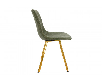 LeisureMod Markley Modern Leather Dining Chair with Gold Metal Legs - Olive Green