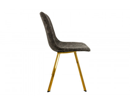 LeisureMod Markley Modern Leather Dining Chair with Gold Metal Legs - Gray