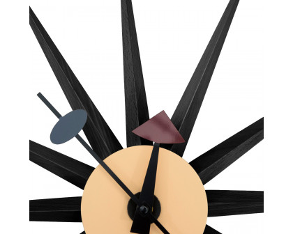 LeisureMod Maxi Modern Design Metal Star Silent Non-Ticking Wall Clock - Black