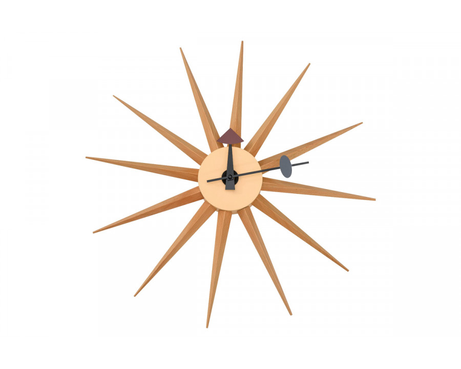 LeisureMod Maxi Modern Design Metal Star Silent Non-Ticking Wall Clock - Natural Wood