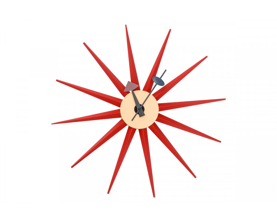 LeisureMod Maxi Modern Design Metal Star Silent Non-Ticking Wall Clock - Red