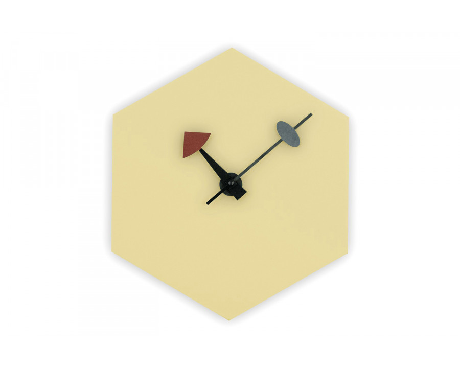 LeisureMod Manchester Modern Hexagon Silent Non-Ticking Wall Clock - Cream