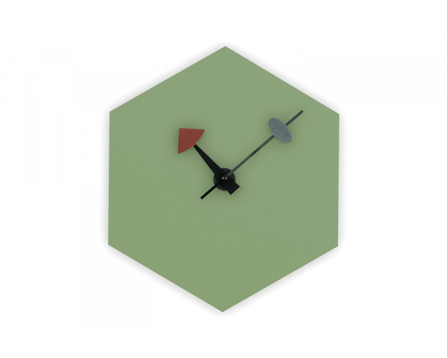 LeisureMod Manchester Modern Hexagon Silent Non-Ticking Wall Clock - Mint