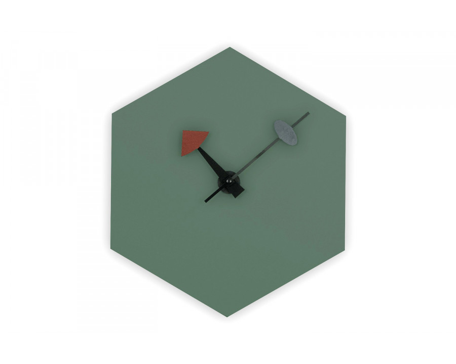 LeisureMod Manchester Modern Hexagon Silent Non-Ticking Wall Clock - Ocean Green