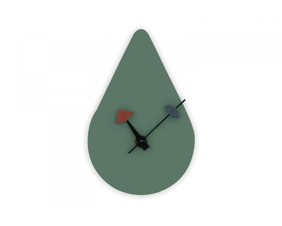 LeisureMod Manchester Modern Tear-Drop Silent Non-Ticking Wall Clock - Ocean Green