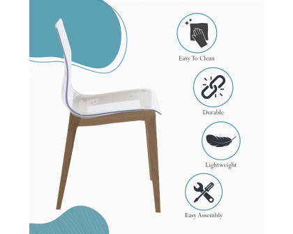 LeisureMod Marsden Modern Dining Side Chair With Beech Wood Legs - Natural Wood