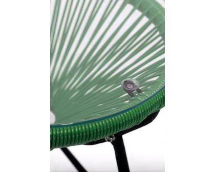 LeisureMod Montara 3 Piece Outdoor Lounge Patio Chairs with Glass Top Table - Dark Green