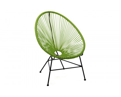 LeisureMod Montara 3 Piece Outdoor Lounge Patio Chairs with Glass Top Table - Light Green