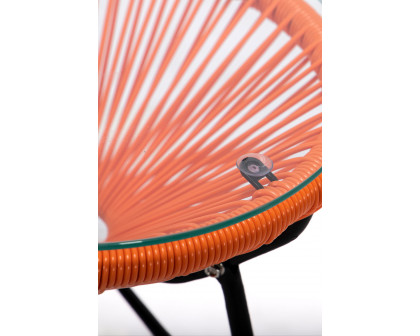 LeisureMod Montara 3 Piece Outdoor Lounge Patio Chairs with Glass Top Table - Orange