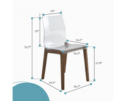 LeisureMod Marsden Modern Dining Side Chair With Beech Wood Legs - Walnut