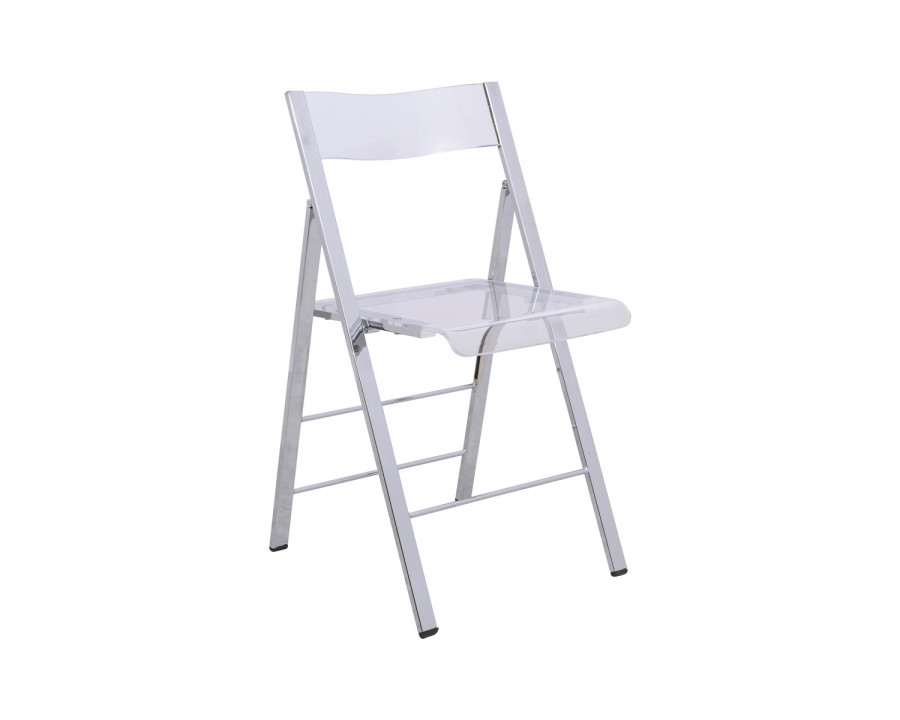 LeisureMod Menno Modern Acrylic Folding Chair - Clear