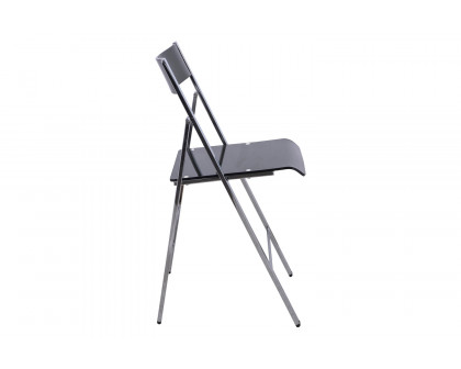 LeisureMod Menno Modern Acrylic Folding Chair - Transparent/Black