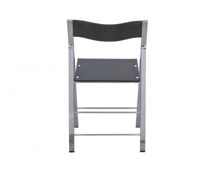 LeisureMod Menno Modern Acrylic Folding Chair - Transparent/Black