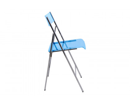 LeisureMod Menno Modern Acrylic Folding Chair - Transparent/Blue