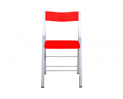 LeisureMod Menno Modern Acrylic Folding Chair - Transparent/Red