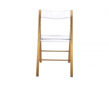 LeisureMod Menno Modern Acrylic Folding Chair - Brushed Gold