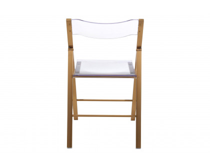 LeisureMod Menno Modern Acrylic Folding Chair - Brushed Gold