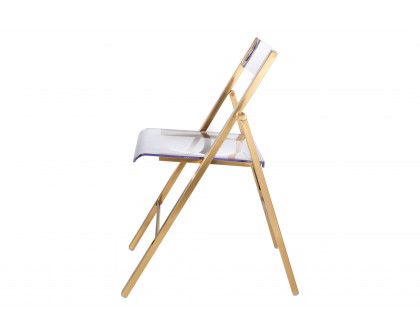 LeisureMod Menno Modern Acrylic Folding Chair - Brushed Gold