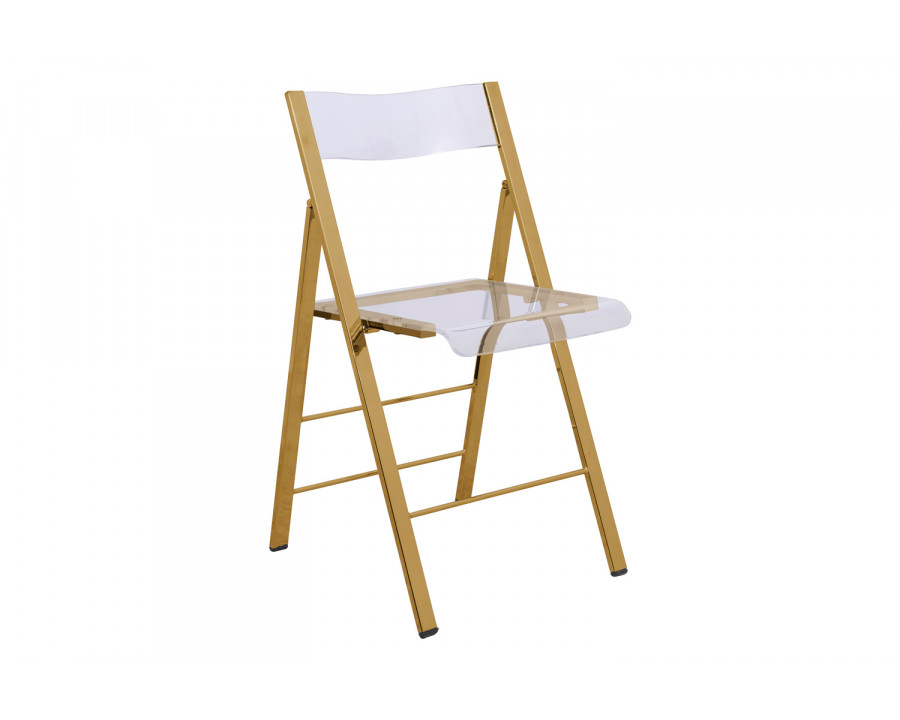 LeisureMod Menno Modern Acrylic Folding Chair - Gold