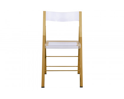 LeisureMod Menno Modern Acrylic Folding Chair - Gold