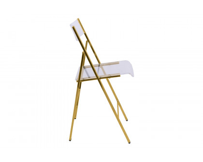 LeisureMod Menno Modern Acrylic Folding Chair - Gold