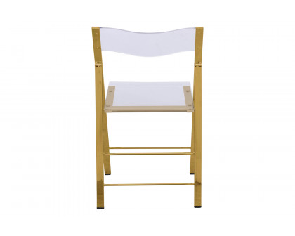 LeisureMod Menno Modern Acrylic Folding Chair - Gold