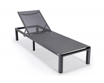 LeisureMod Marlin Patio Chaise Lounge Chair With Black Aluminum Frame