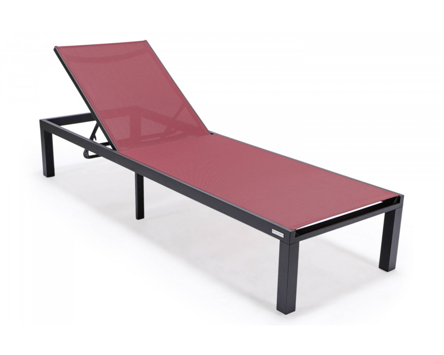 LeisureMod Marlin Patio Chaise Lounge Chair With Black Aluminum Frame