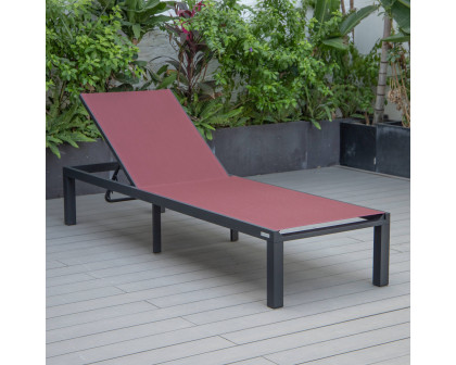 LeisureMod Marlin Patio Chaise Lounge Chair With Black Aluminum Frame