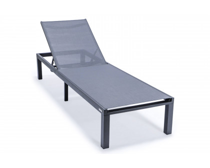 LeisureMod Marlin Patio Chaise Lounge Chair With Black Aluminum Frame