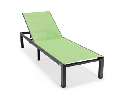 LeisureMod Marlin Patio Chaise Lounge Chair With Black Aluminum Frame