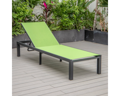 LeisureMod Marlin Patio Chaise Lounge Chair With Black Aluminum Frame - Green