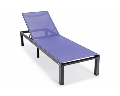 LeisureMod Marlin Patio Chaise Lounge Chair With Black Aluminum Frame