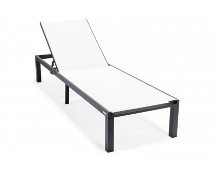 LeisureMod Marlin Patio Chaise Lounge Chair With Black Aluminum Frame