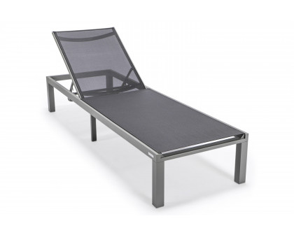 LeisureMod Marlin Patio Chaise Lounge Chair With Black Aluminum Frame