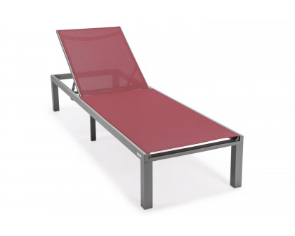 LeisureMod Marlin Patio Chaise Lounge Chair With Black Aluminum Frame