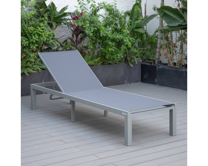 LeisureMod Marlin Patio Chaise Lounge Chair With Gray Aluminum Frame - Dark Gray