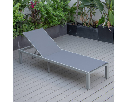 LeisureMod Marlin Patio Chaise Lounge Chair With Gray Aluminum Frame - Dark Gray