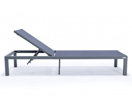 LeisureMod Marlin Patio Chaise Lounge Chair With Gray Aluminum Frame - Dark Gray