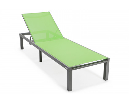 LeisureMod Marlin Patio Chaise Lounge Chair With Black Aluminum Frame