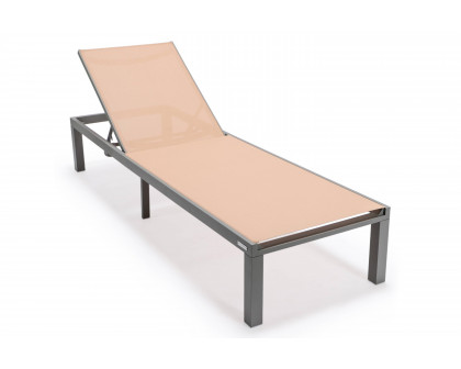 LeisureMod Marlin Patio Chaise Lounge Chair With Black Aluminum Frame