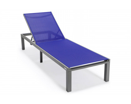 LeisureMod Marlin Patio Chaise Lounge Chair With Black Aluminum Frame