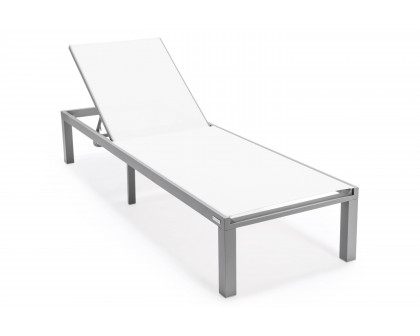 LeisureMod Marlin Patio Chaise Lounge Chair With Black Aluminum Frame