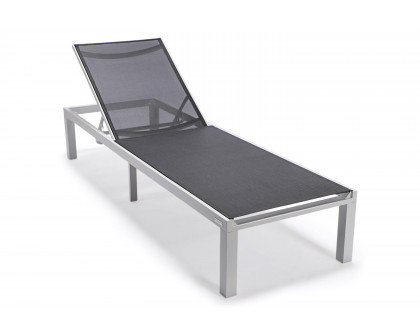 LeisureMod Marlin Patio Chaise Lounge Chair With Black Aluminum Frame