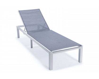 LeisureMod Marlin Patio Chaise Lounge Chair With Black Aluminum Frame