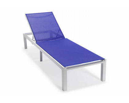 LeisureMod Marlin Patio Chaise Lounge Chair With Black Aluminum Frame