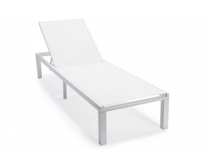 LeisureMod Marlin Patio Chaise Lounge Chair With Black Aluminum Frame