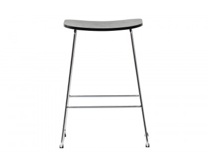 LeisureMod™ Melrose Modern Wood Counter Stool with Chrome Frame - Black