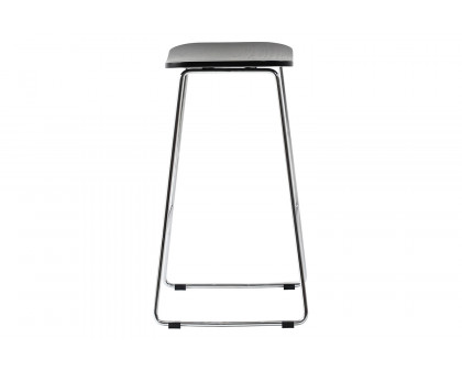 LeisureMod™ Melrose Modern Wood Counter Stool with Chrome Frame - Black